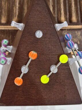 Painful Pleasures ✦ Striped Nipple Rings ✦ 14G Surgical Steel Set Of 3 NWT